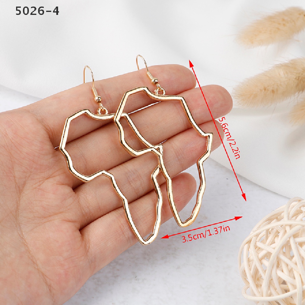 5026-4 Anting Kait Gantung Wanita Bahan Alloy Desain Peta Afrika Gaya Etnik / Afrocentric / Tribal Untuk Hadiah