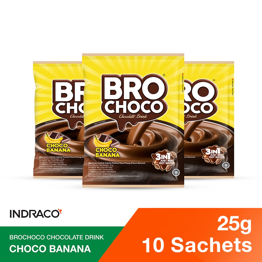 

BROCHOCO Banana R10 Chocolate Drink / Minuman Coklat (10 sachets x 25g)