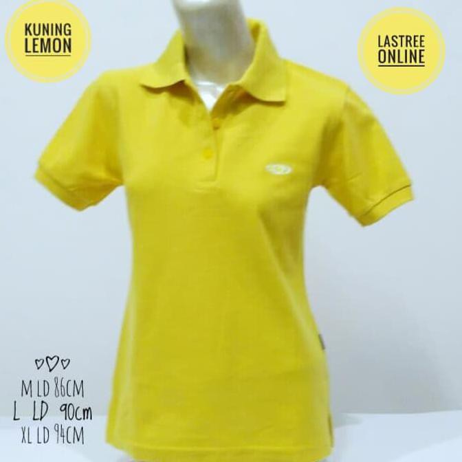 POLO SHIRT WANITA LENGAN PENDEK BERKANCING KUNING LEMON PERUZZI