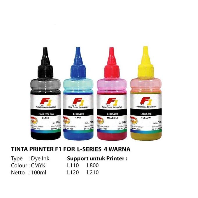 

Ink | Tinta F1 Infus Refill / Isi Ulang L Series 100Ml 1 Set Cmyk