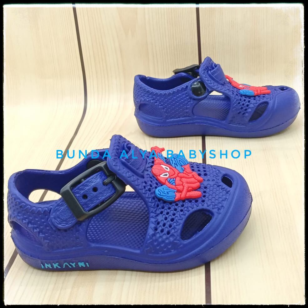 Sendal Anak Laki Laki Usia 1 Tahunan Motif Kartun Lucu Alas Karet Anti Licin - Sepatu Sandal Anak Cowok Karet Anti Licin UNGU