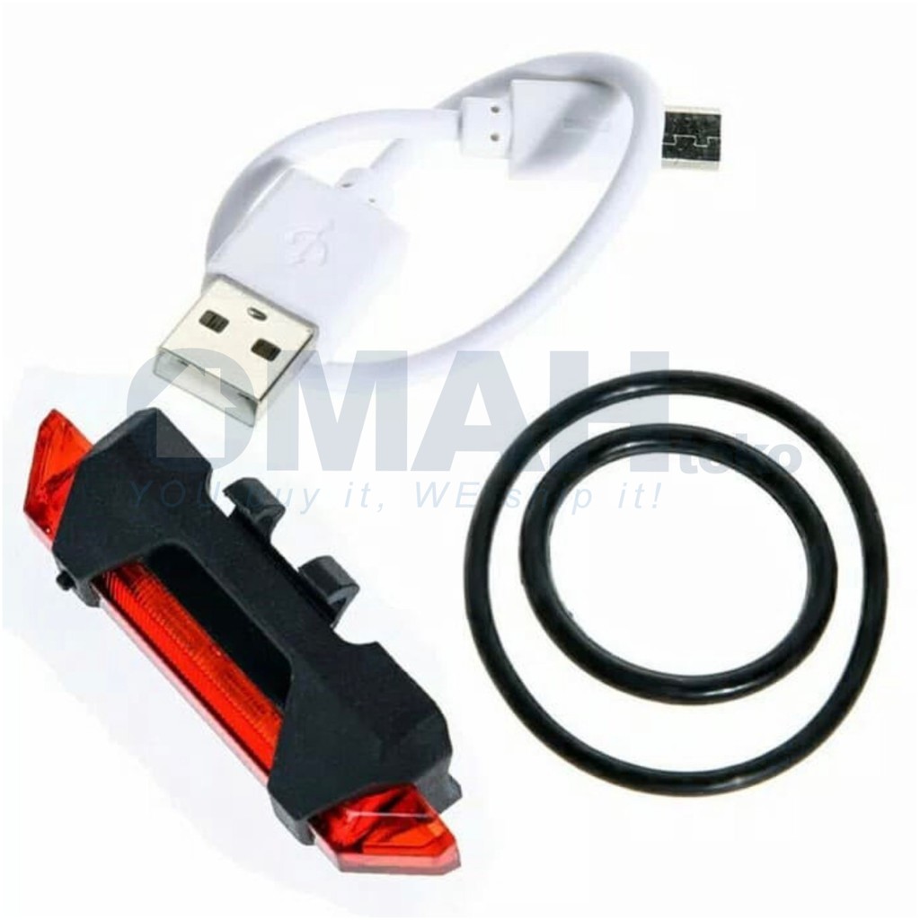 Defensor Lampu Sepeda Belakang Rear 5 LED Taillight Rechargeable USB