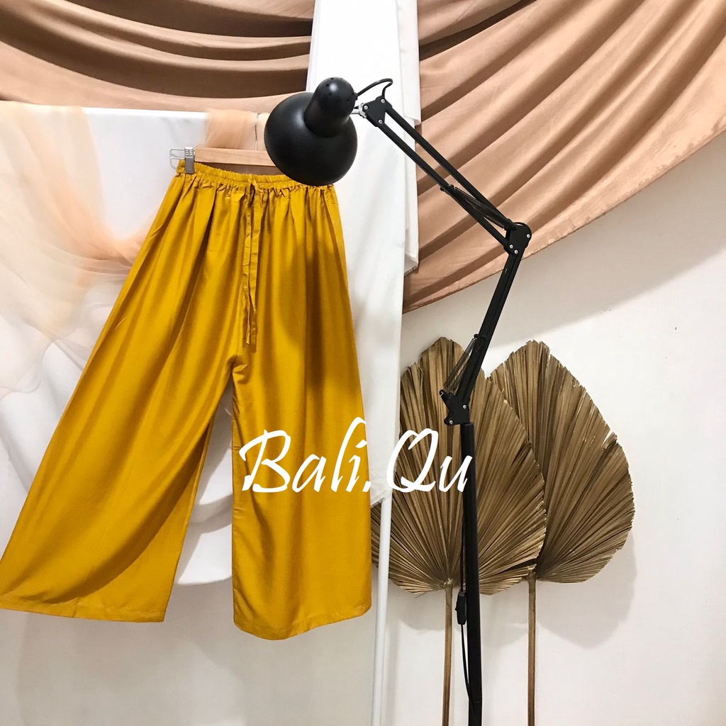 Celana Kulot Panjang Polos Jumbo Bali Qu-MUSTARD