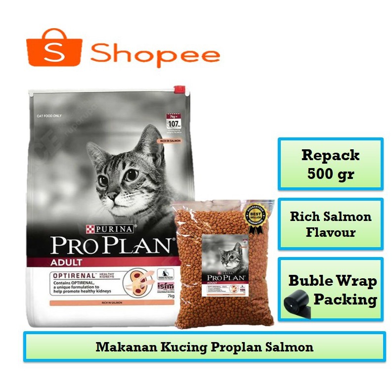 Heart Petshop - Makanan Kucing PROPLAN SALMON Adult Kemasan 500 Gr