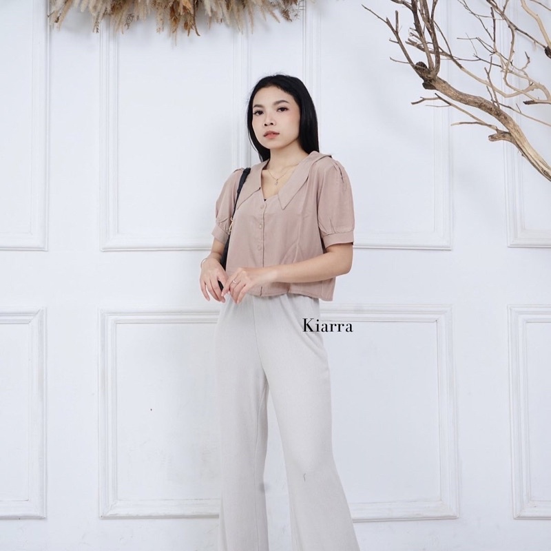 charla crop shirt kemeja crop rayon croptop simple sehari hari