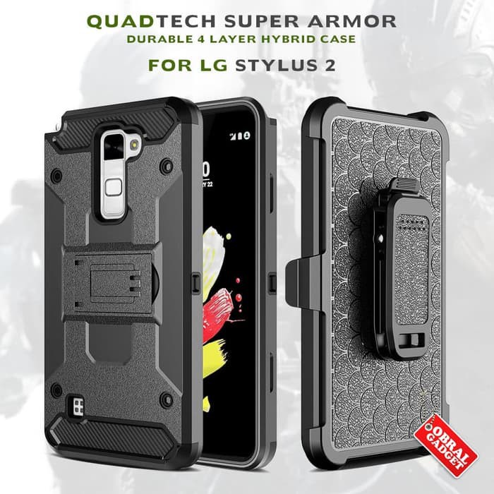 Armor Case LG Stylus 2 Holster Hard & Soft Softcase Belt Clip Casing