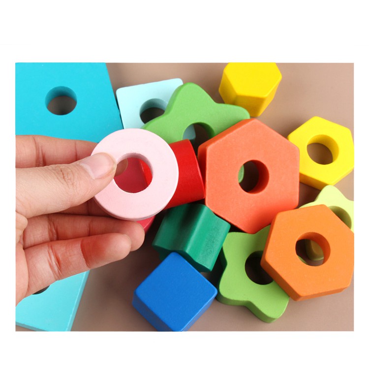 Insert Different Shape Matching Game Anak Mainan Balita Wooden Toys Mainan Kayu Mainan Balok Susun