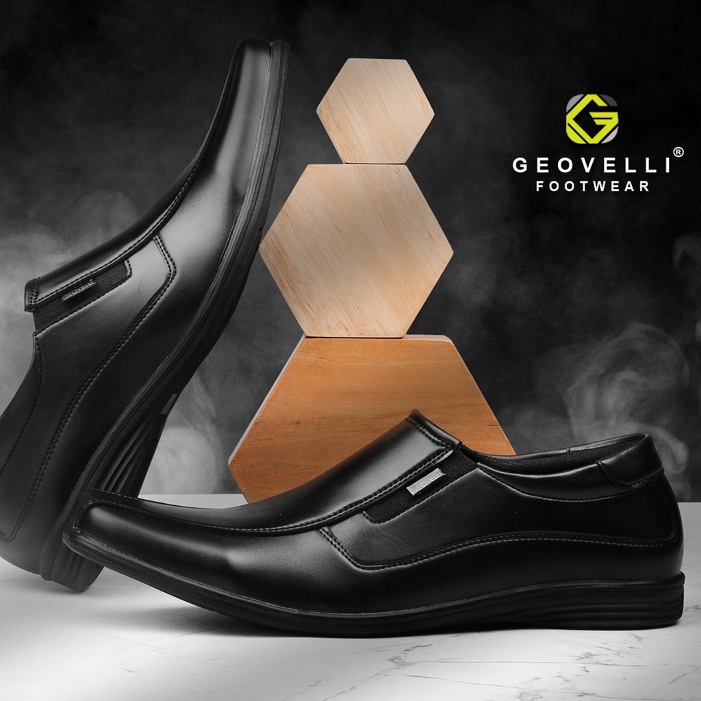 Sepatupantopel.id | Sepatu Pantofel Pria Geovelli Hitam Kerja Cowo Formal Dinas Murah Edition