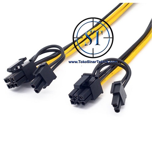 Kabel Power PCIE Splitter VGA 6 PIN Female to Dual 8 PIN (6+2) 2 Cabang Copper Wire Suitable for PSU PC