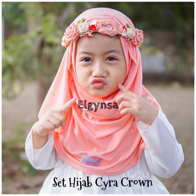 Set Hijab Cyra Crown / Jilbab Anak Jilbab Bayi Bagus Murah/ Flower Crown anak