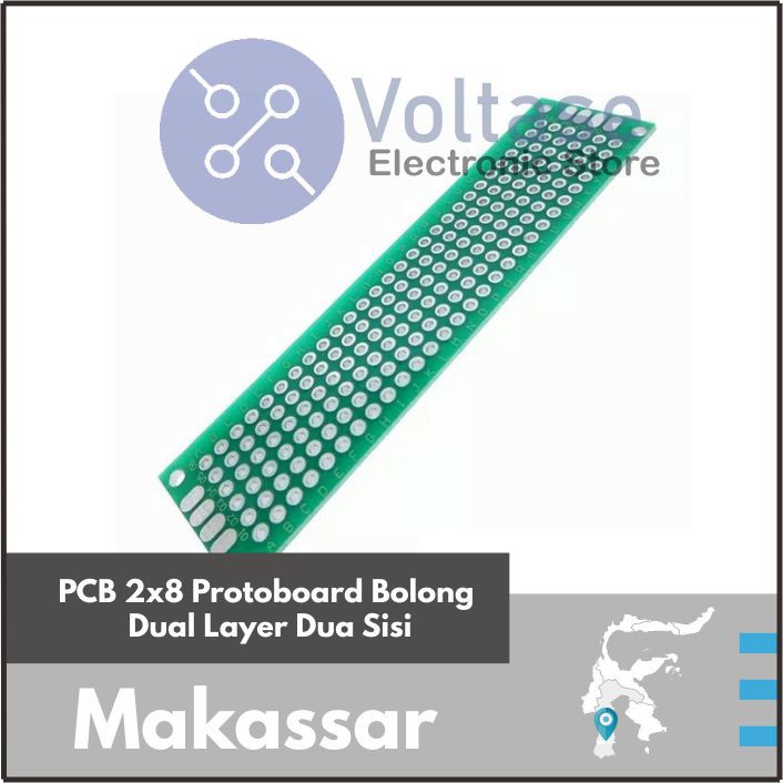 PCB 2x8 Protoboard Bolong Dual Layer Dua Sisi Hijau