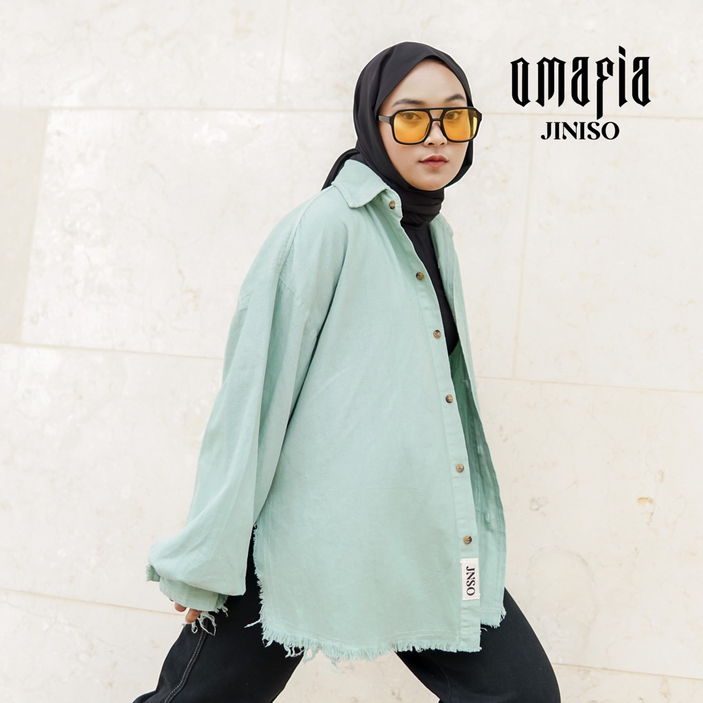 Jual Jiniso Kemeja Denim Raw Oversize Unisex Hyper Active Indonesia Shopee Indonesia