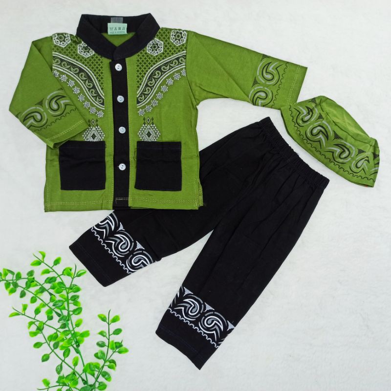 Baju Koko Anak Size 0-18bulan, Pakaian Anak Laki-laki, Baju Lebaran, Baju Muslim, Setelan Anak