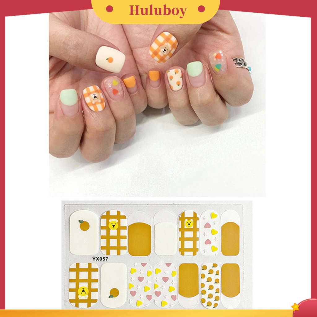 Huluboy Huluboy♡ 3pcs Stiker Kuku Full Cover Motif Kartun Anti Air Untuk Dekorasi Manicure