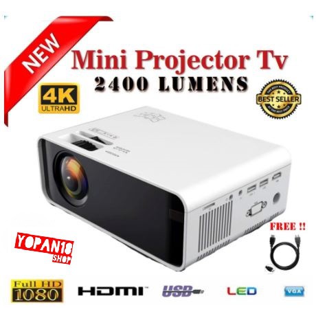TERMURAH Mini Projector IDB Premium 2400 Lumens Tv Tuner Proyektor Upgrade Cheerlux C6 Infocus Nobar