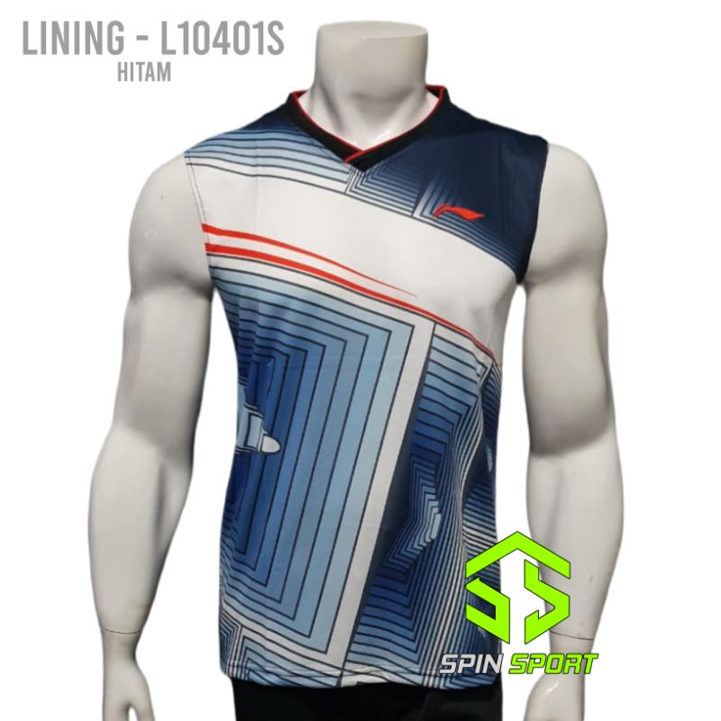 [L10401S Hitam] Kaos Baju Singlet Lining Li-Ning Import Premium Badminton Bulutangkis Tenis Meja Pin