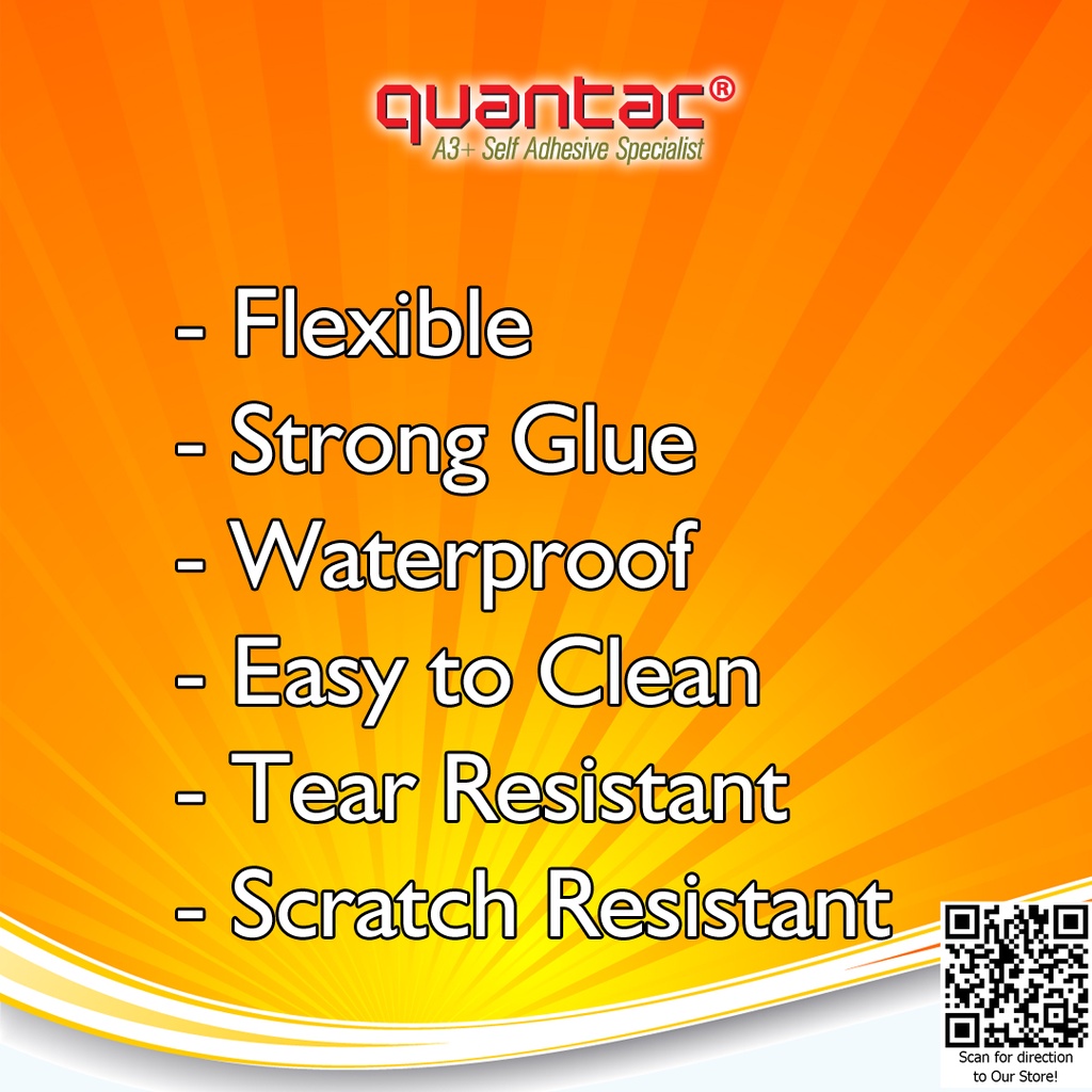 PROMO - QUANTAC UNIVERSAL Sticker Vinyl Digital Print Laser Toner A3+ Stiker Plastik Anti Air Tidak Mudah Sobek - Pack