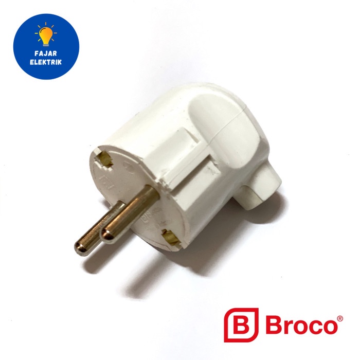Listrik-Perlengkapan- Steker Arde Broco Bengkok Putih / Colokan Broco -Perlengkapan-Listrik.
