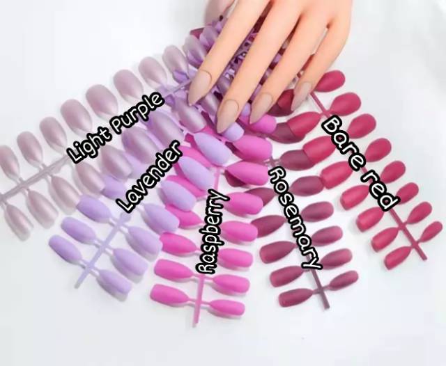 Kuku Palsu Fake Nails Stiletto Matte 24pcs Bagian 1