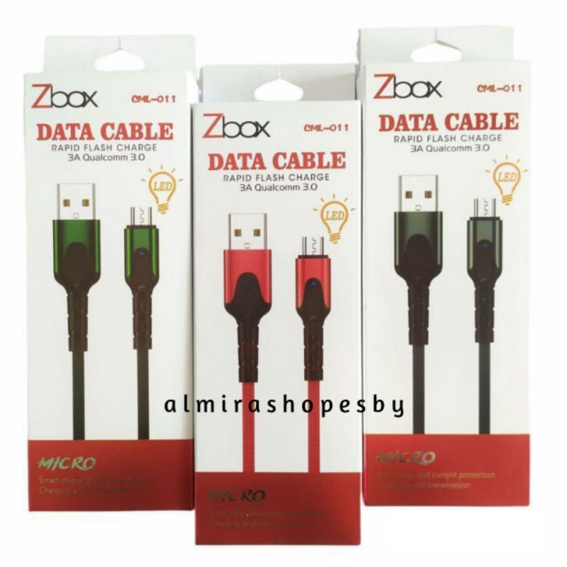 (CML011) KABEL CABLE DATA USB ZBOX CML011 LED UNTUK TYPE MICRO TYPE C LIGHTNING KABEL DATA LED BY ZB