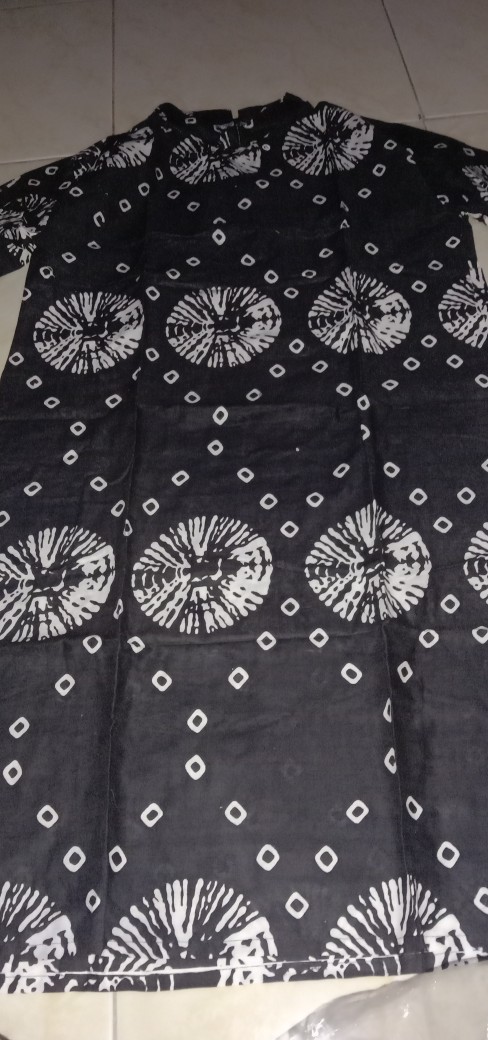 Tunik Serut Monochrome Motif Wanita Batik Modern Formal Murah Premium Monokrom