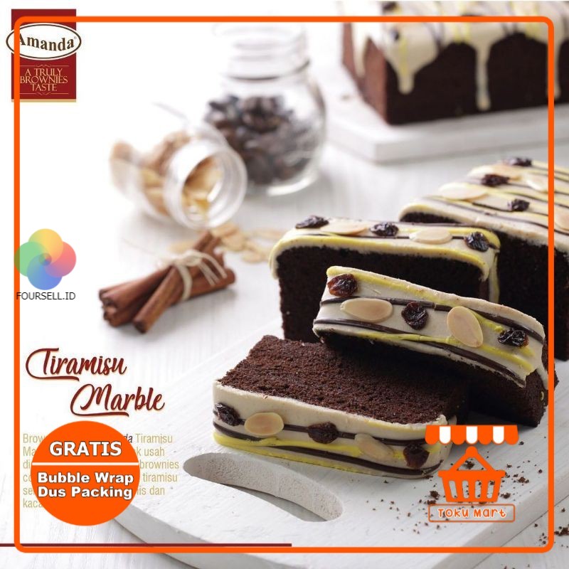 Brownies Amanda TIRAMISU MARBLE (PACKING AMAN) - Amanda Brownies Kukus Oleh Oleh Bandung Kue Bandung