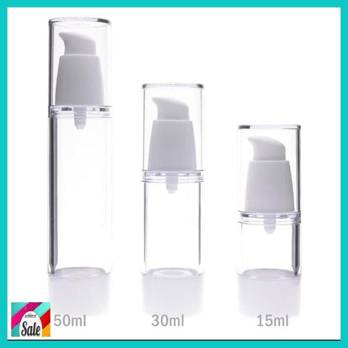 MAKEUPKEMASAN- BOTOL AIRLESS 50ML/BOTOL SERUM/BOTOL PUMP/WHITE -KECANTIKAN.