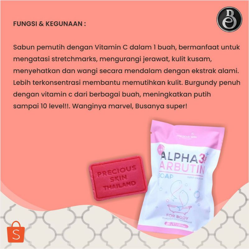 ALPHA ARBUTIN 3 Plus+ SOAP 100% ORIGINAL FDA ( BPOM Thailand )