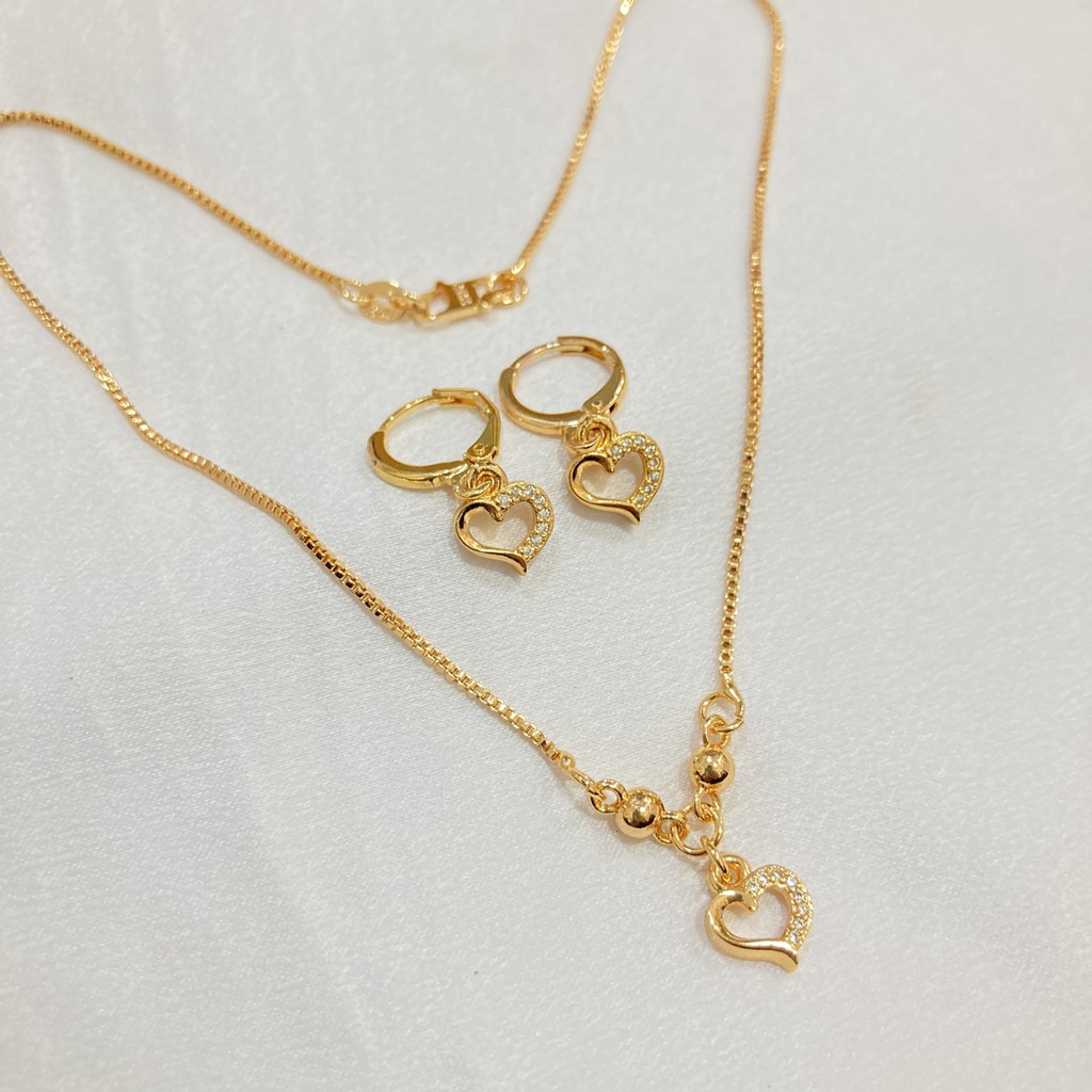 Set Perhiasan Anak Love Lapis Emas Aksesoris Perhiasan Fashion Anak Gelang Cincin Anting Kalung Xuping