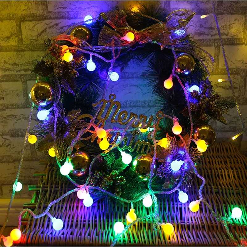 Lampu Bohlam bola anggur Led 80LED 220V 10M Multi Warna indoor only Lampu Tumblr Bola Anggur Lampu Pohon natal Tumbler Model bulat led Lampu Hias Fairy String Light Model Ball YJT80L Warna Multi Warna String Lights Fairy Christmas Lights Holiday