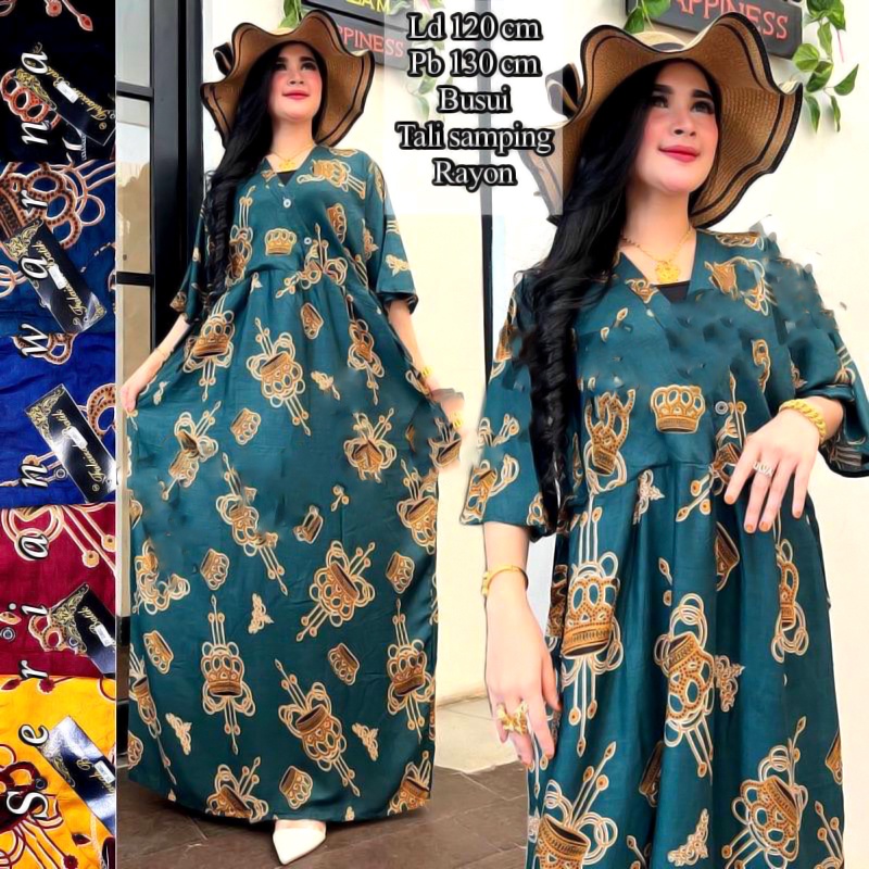 BATIK WANITA KEKINIAN DASTER DRESS RAYON VANESSA KIMONO DIFARINA SULTAN MIRNA ADEL JUMBO PANJANG SEMATA KAKI BUMIL BUSUI MURAH ADEM-KIMONO PJ MAHKOTA