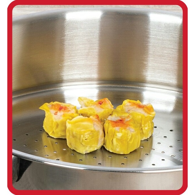 Steamer Tinggi Stainless Steel Kukusan untuk Wok Pan 28cm