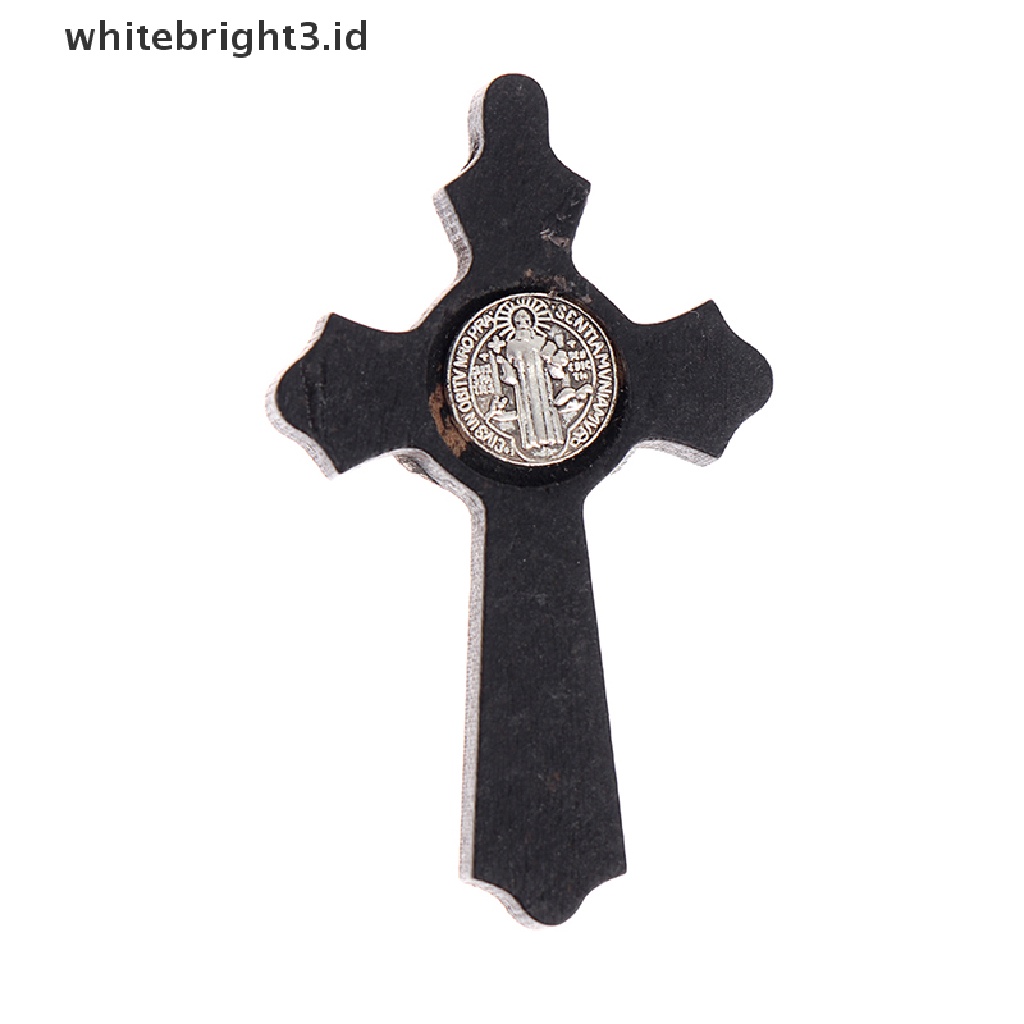 (whitebright3.id) Kalung Rantai Dengan Liontin Salib Yesus Bahan Kayu Untuk Umat Kristen