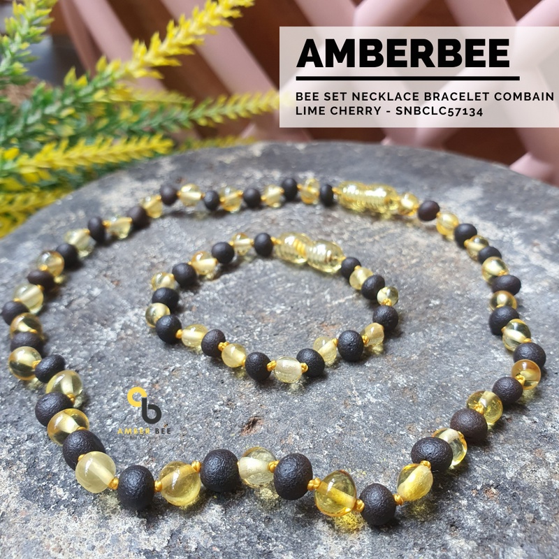 Set Kalung Gelang Amber Baltic Bayi &amp; Anak Mix Combain Lime Cherry  SNBCLC571349 By Amber Bee