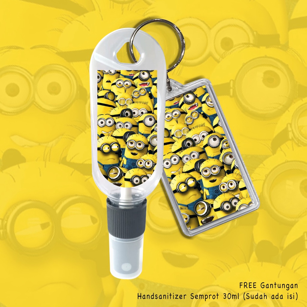 (FREE GANTUNGAN KUNCI) HAND SANITIZER SPRAY GAMBAR MINIONS / 100% REAL PICTURE / SUDAH INCLUDE ISI