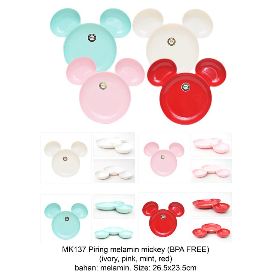 Piring Melamin Mickey Red ORI KOREA - Biru Muda