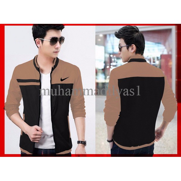 Jaket pria Nike coklat CL babyterry