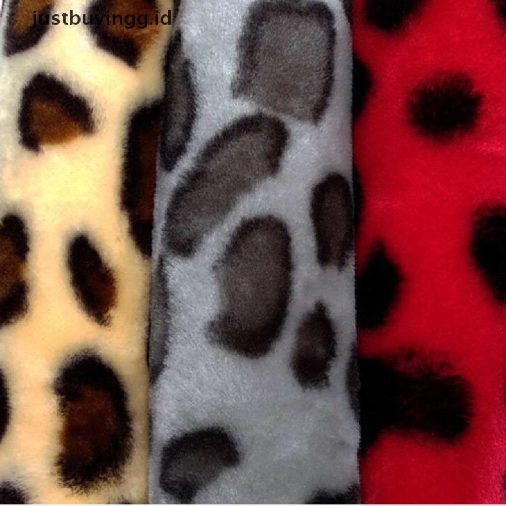 3pcs / Set Cover Stir Mobil Motif Leopard Bahan Plush Untuk Musim Dingin