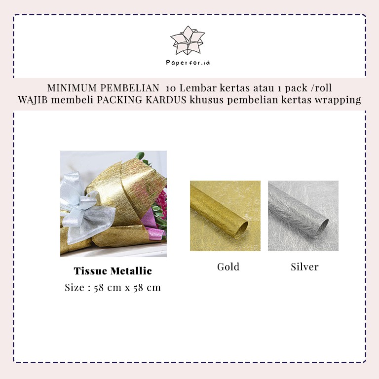 Kertas Buket Bunga Cellophane Bucket Wrapping Paper Florist Tissue Metallic Carang Grosir