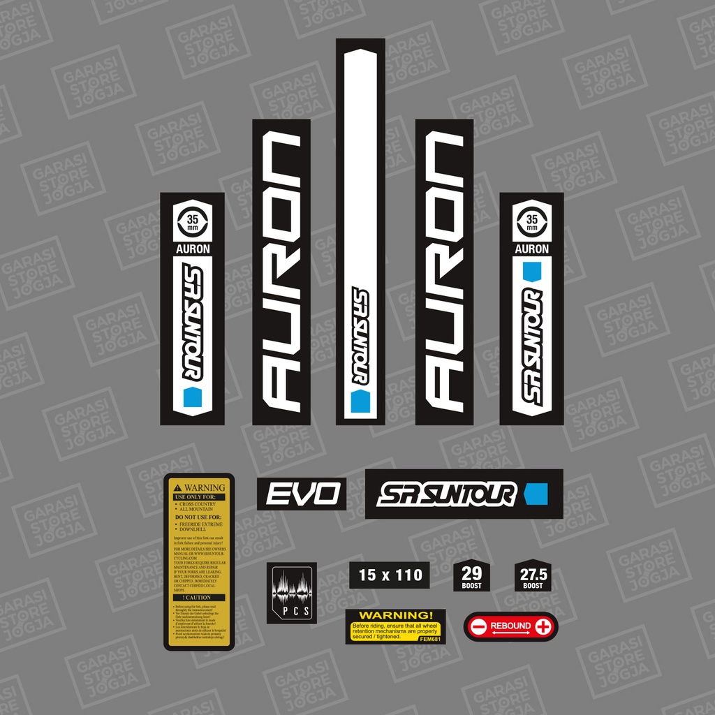 Decal Stiker Fork Suntour Auron Boost Evo 2021