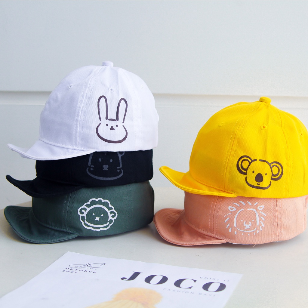 JUNE COLLECTIONS TOPI ANAK BATITA BALITA FASHION PET ANIMAL - PET CUTE UNISEX MOTIF ANIMAL #TP02 ANIMAL