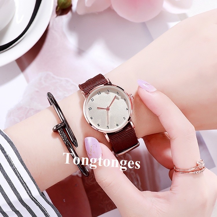 JAM TANGAN WANITA COUPLE GAYA KOREAN SIMPLE JAM FASHION MEN WOMEN RANTAI NYLON