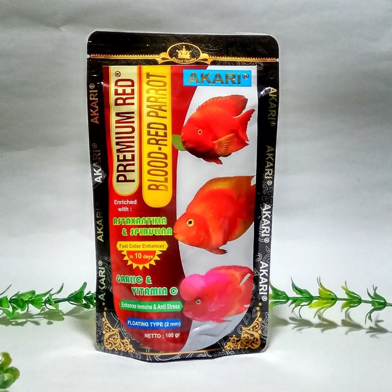 AKARI PREMIUM RED BLOOD RED PARROT 100gr Ukuran 2mm Pelet Ikan