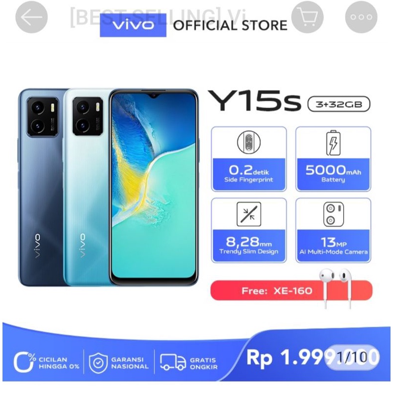 vivo y15S di jamin ory 100% segel promo