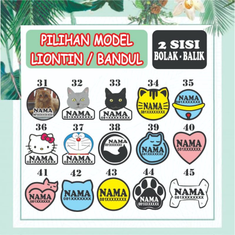 kalung kucing custom nama pemilik &amp; hewan