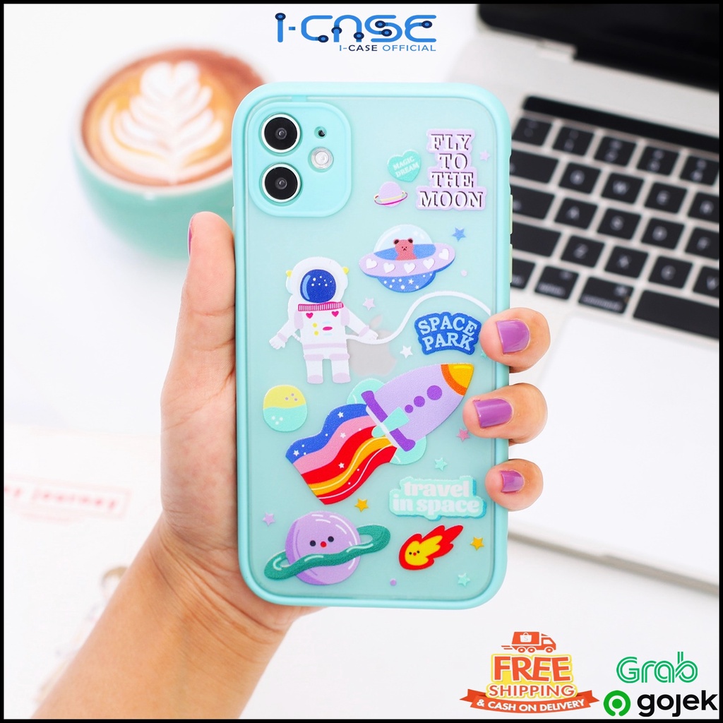 Soft Case Oppo Reno A1K A3S F9 A15 A37 A71 A33 A53 A31 A52 A54 A74 4F - Space Hybrid  - Lens Cover Camera Protection