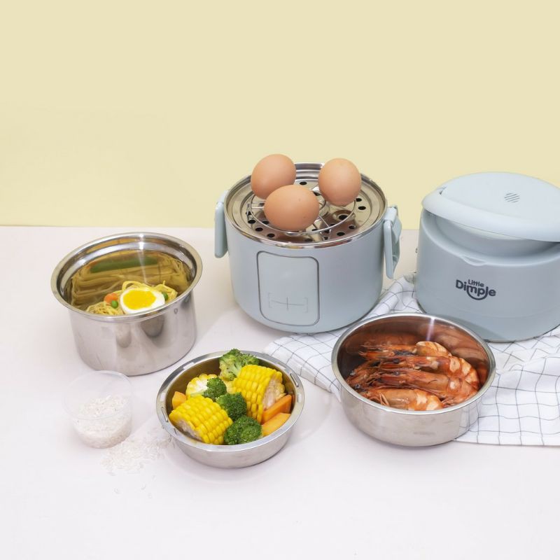 Portable Cooker EC - 828 Little Dimple Lunch Box mini mpasi anak bayi rice cooker portable compact pastel colour mint baby blue yellow pink electric cooker mini portable compact