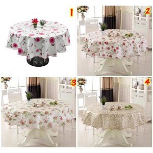 Dijual Taplak Meja Anti Air Bulat Bunga Waterproof Round 152 x 152cm Diskon