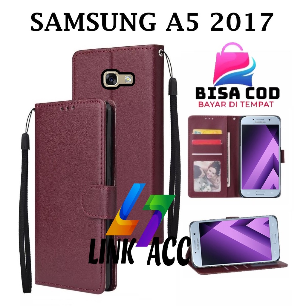 SAMSUNG A5 (2017) FLIP LEATHER CASE PREMIUM-FLIP WALLET CASE KULIT UNTUK SAMSUNG A5 (2017) - CASING 