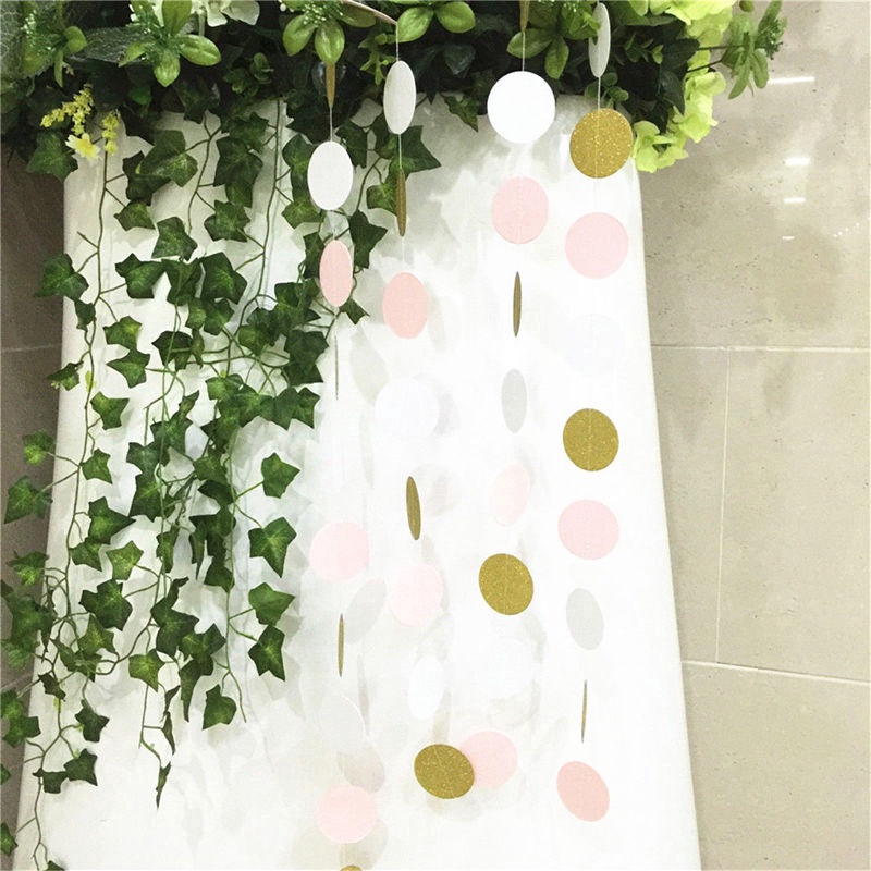 [ Glitter Circle Polka Dots Garland Banner Decoration For Christmas Festival Birthday Wedding Party ]